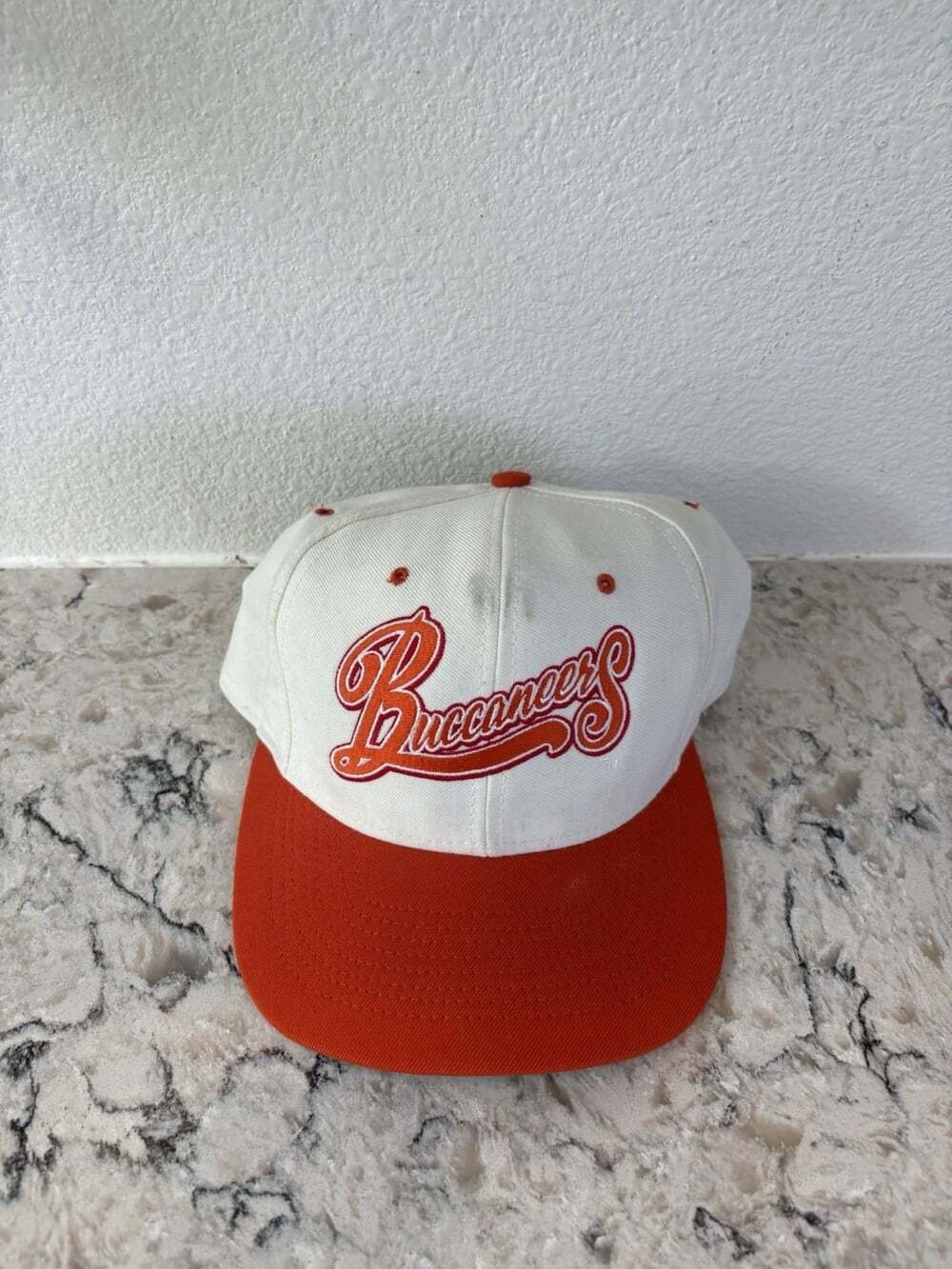 Vintage 80s Tampa Bay Buccaneers orange and white snapback hat